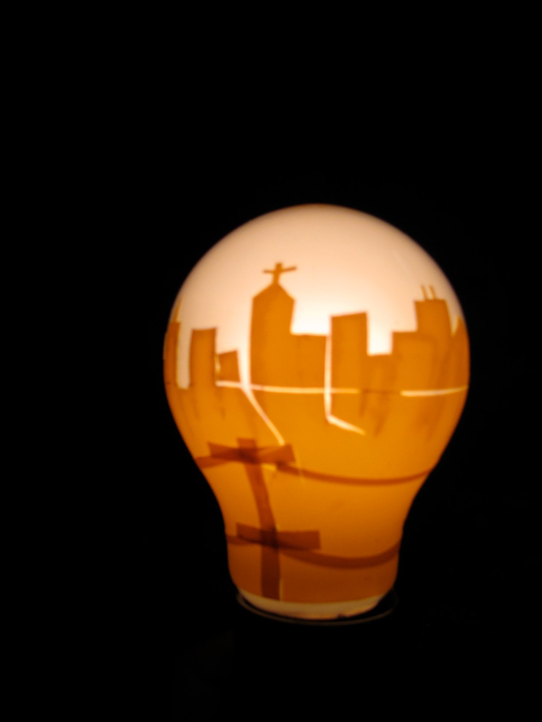 City Light, Electrical Tape on Light Bulb