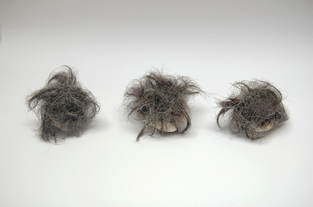 Sprout,  Hair, Ceramic, glue, 5" diameter 5" height