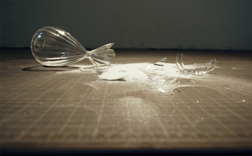 Shattered Time,  Broken Hourglass, Cutting board 