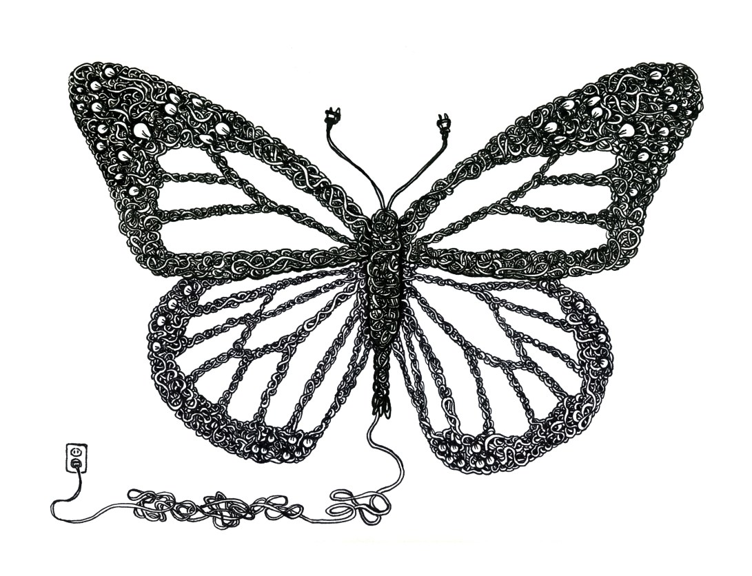 Tangled, ink on paper, 8.5" x 11"