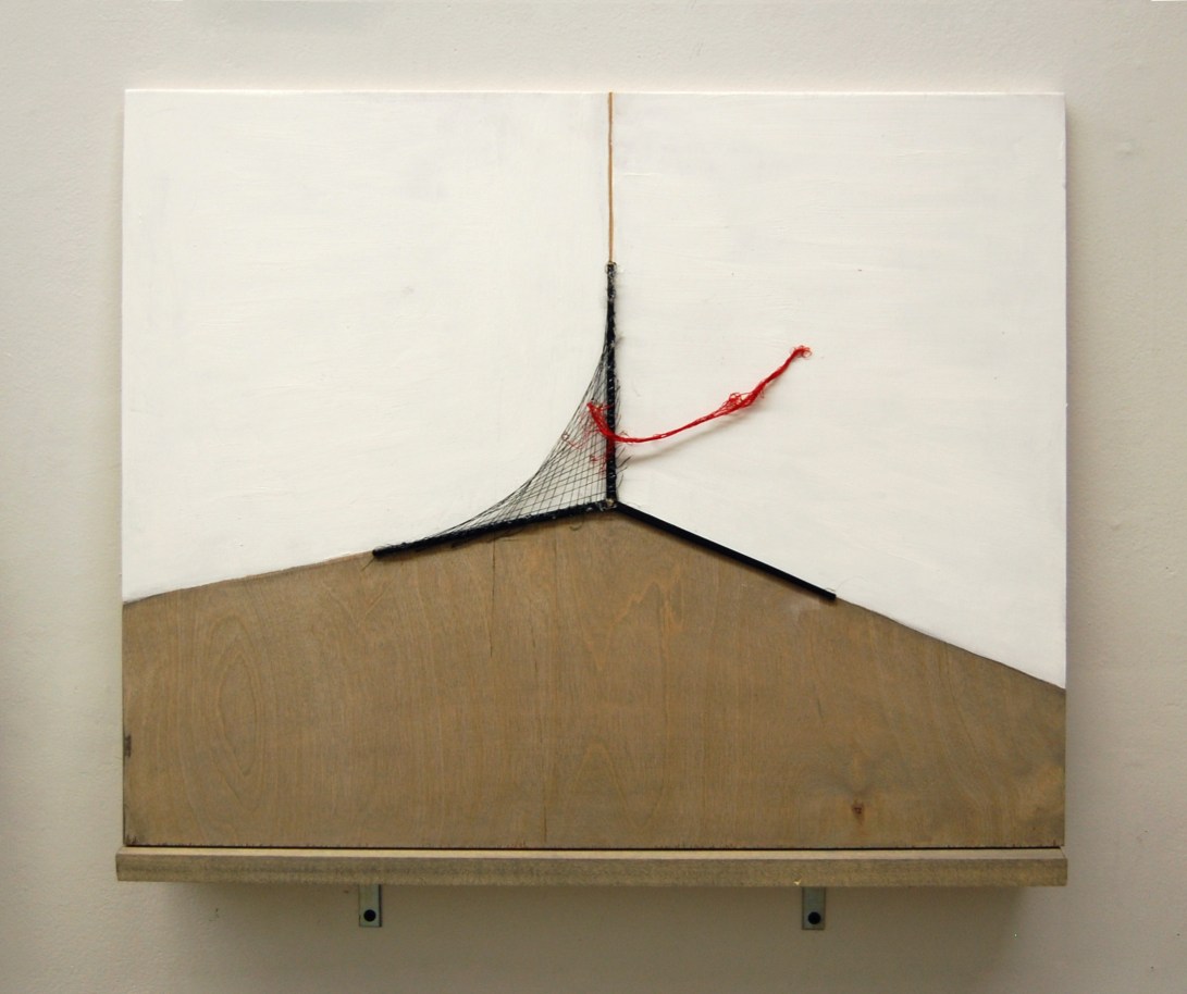 2D-3D, Wood Panels, Chopsticks, String, Silicone Glue, 15" x 18"