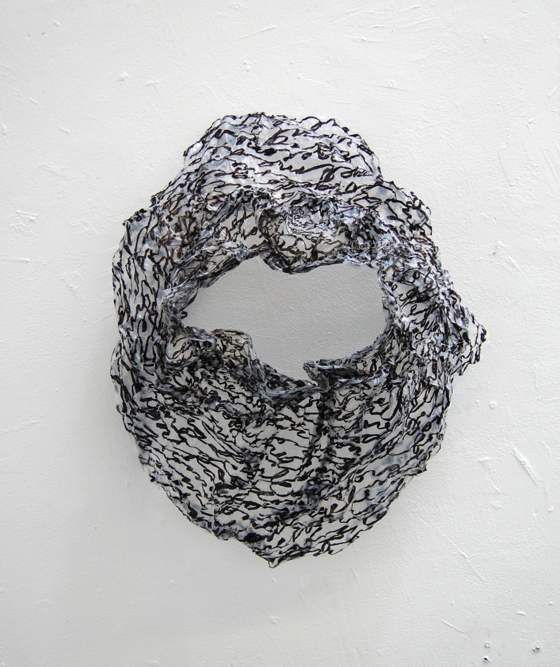 Don't Forget Me, Ink on Plastic Sheeting, 12" x 15" x 8"