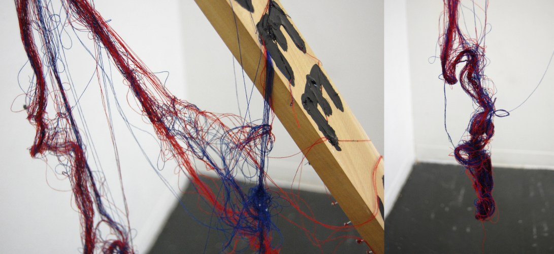 If You See Something (detail),  Wood, String, Nails, Acrylic Paint, 84" x 48" x 4" 